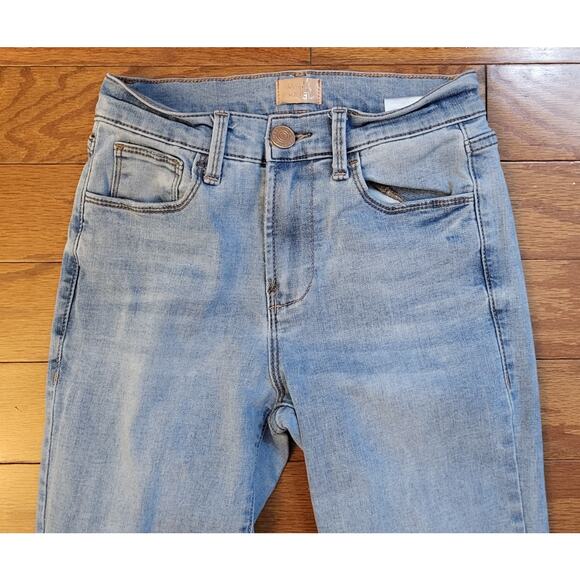 Simple Society Flare Jeans Women Size 0/24 Light Wash Mid Rise - Picture 3 of 10